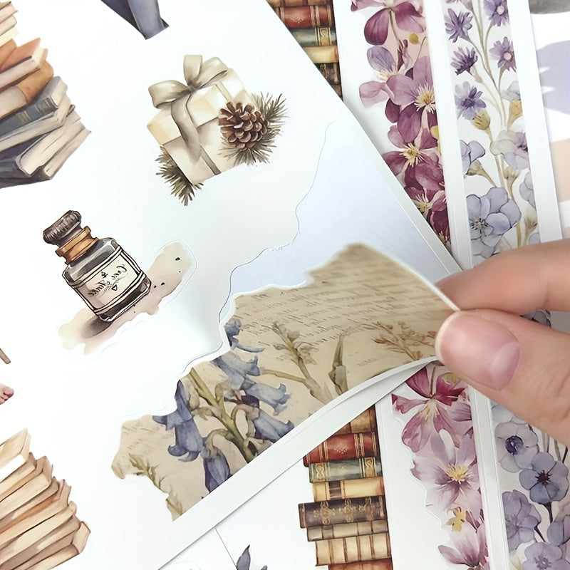 Vintage Floral Sticker Book - Parisian Scenes & Tea Party Designs