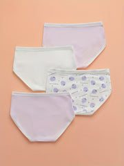 4pcs Girls Boxer Briefs Plaid Strawberry Print Underwear Kids Clothes
