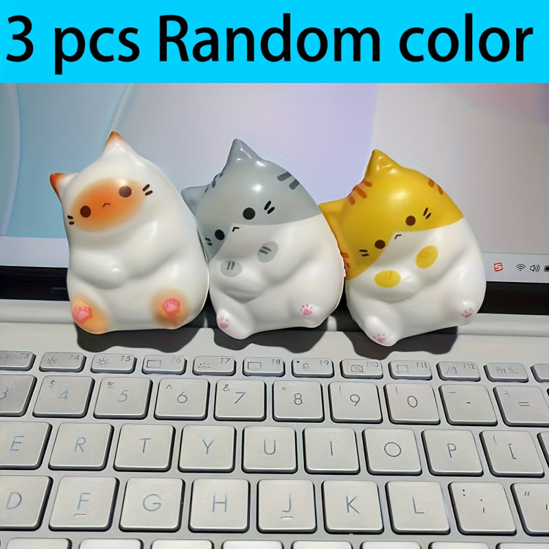 3pcs Cartoon Cat Squishy Toys Soft Slow Rebound PU Material