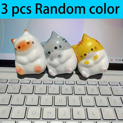 3pcs Cartoon Cat Squishy Toys Soft Slow Rebound PU Material