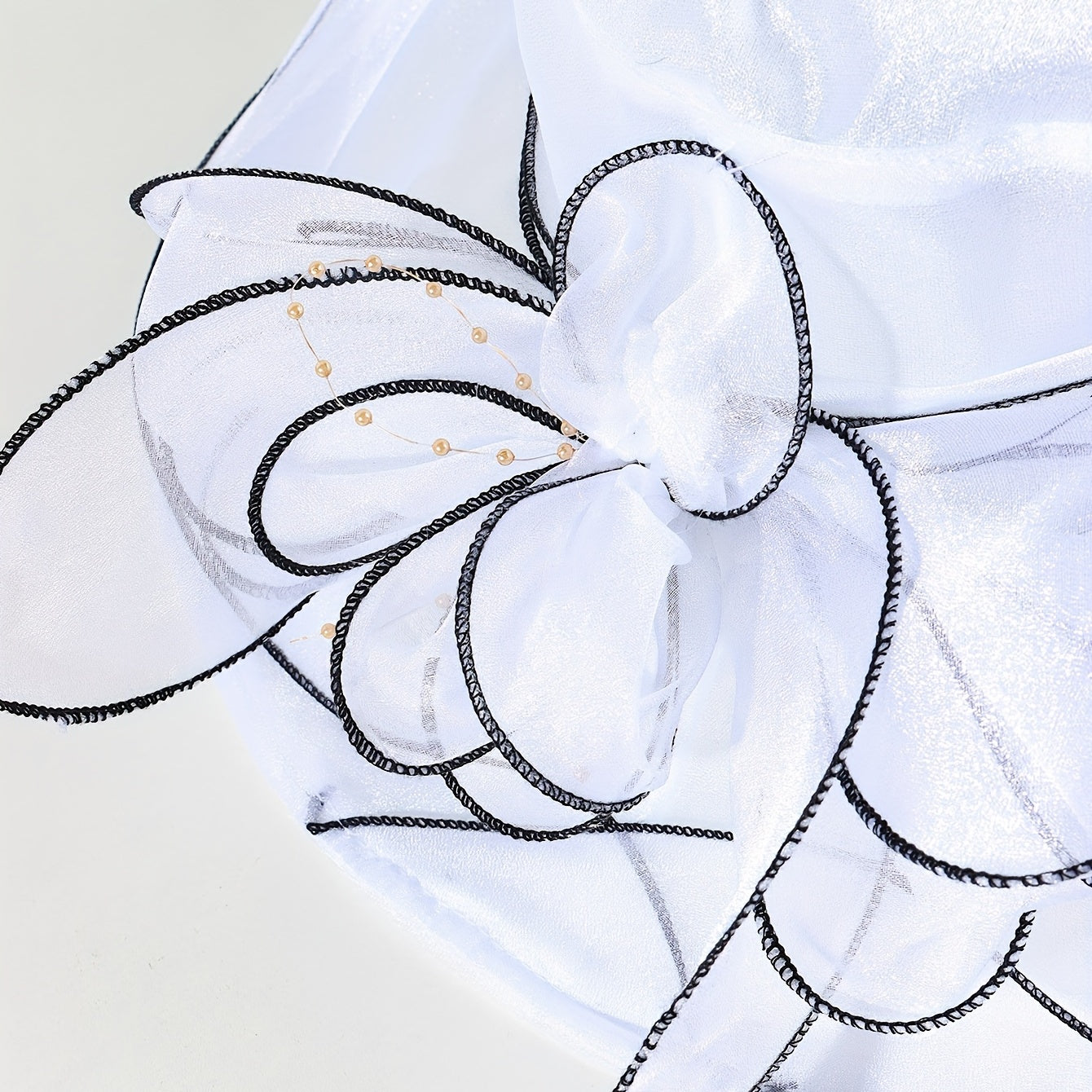 Wide Brim Sun Hat Organza Bridal Wedding Hat 3D Flower Church Hat