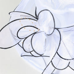Wide Brim Sun Hat Organza Bridal Wedding Hat 3D Flower Church Hat