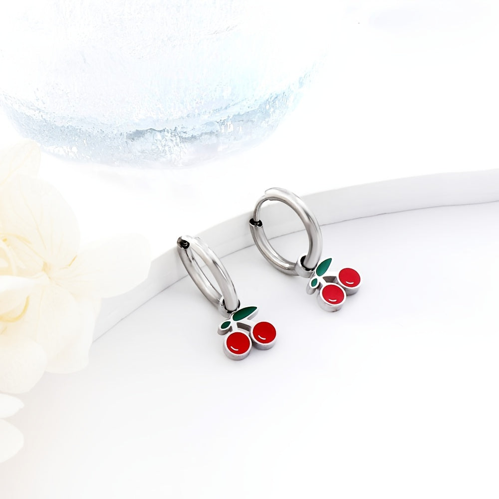 Fruits Drop Earrings For Girls - Little Cherry Strawberry Watermelon Shaped