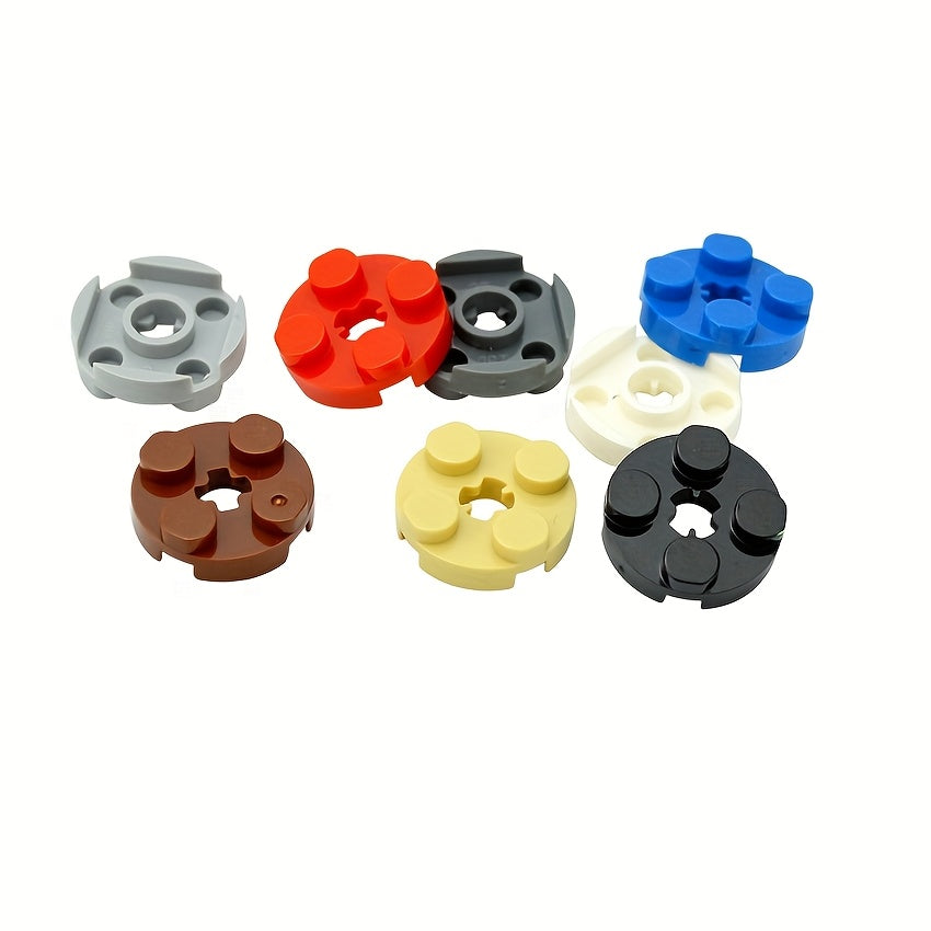 100pcs MOC Parts DIY 2x2 Round Plate with Cross Shaft Hole Toy