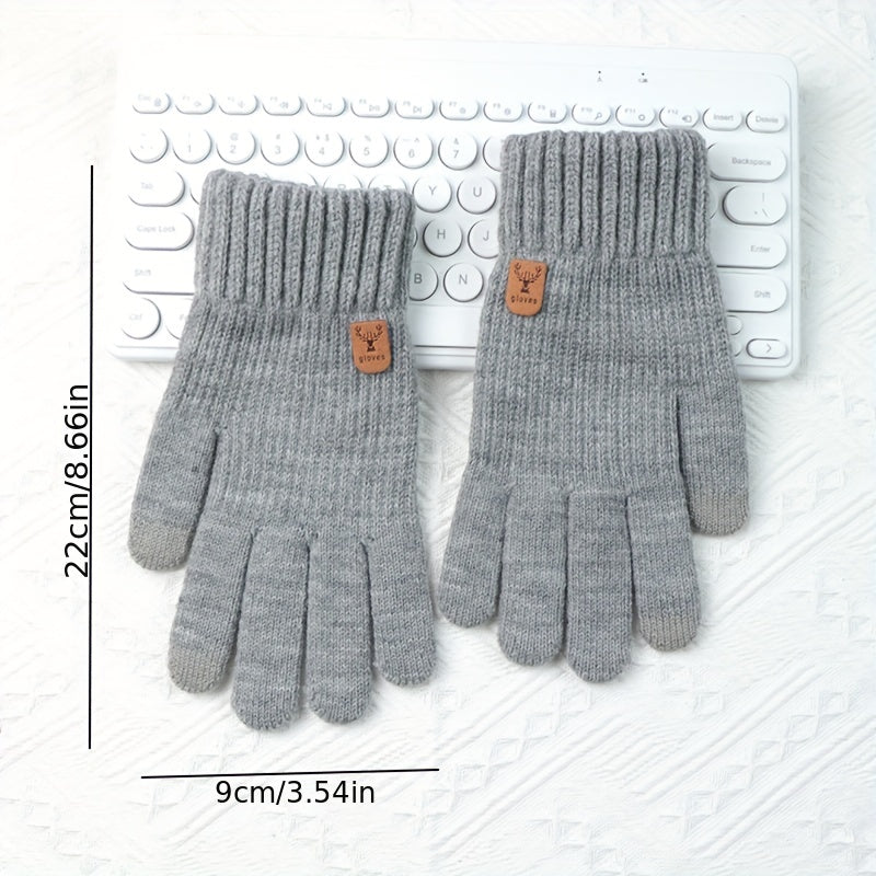 Windproof Touch Screen Knitted Wool Gloves for Men and Women