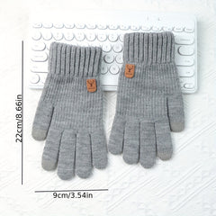 Windproof Touch Screen Knitted Wool Gloves for Men and Women