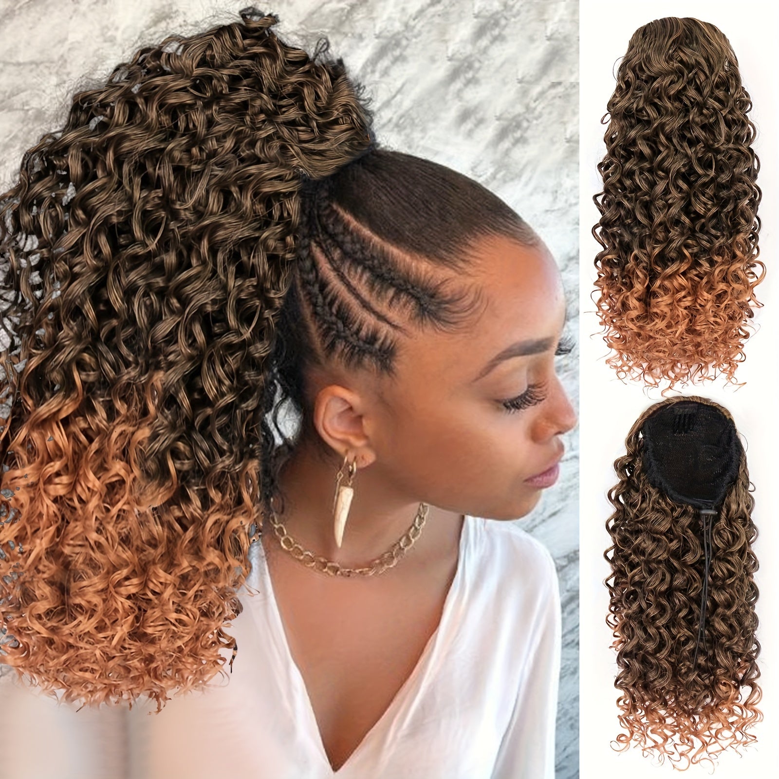 Long Deep Curly Ponytail Extension Synthetic Hair