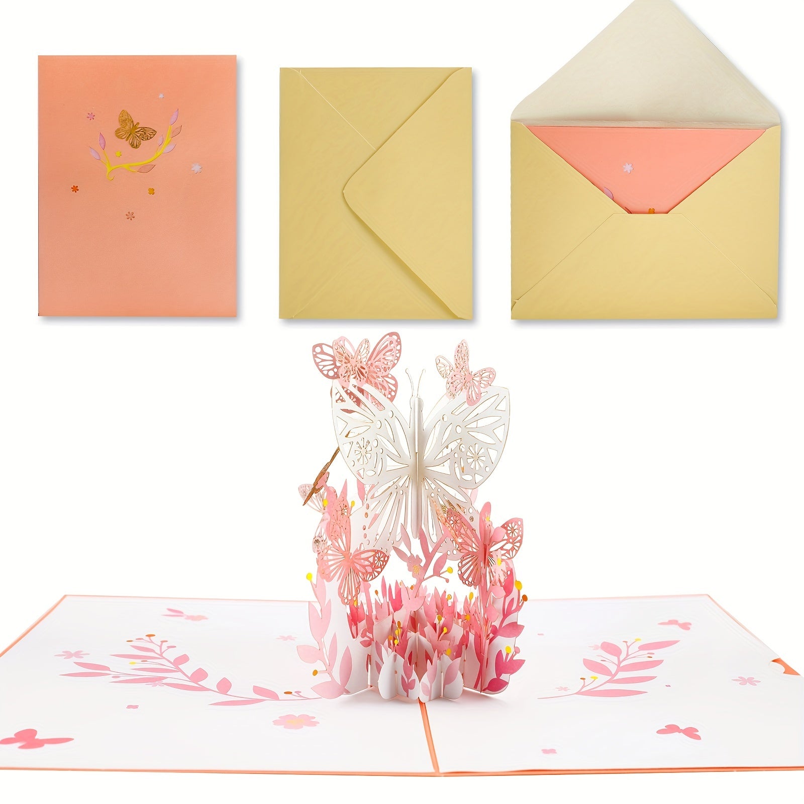 Pink Butterfly Blessing Carving Creative Postcard Anniversary Card