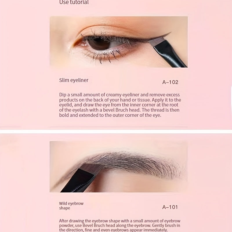 2pcs Angled Eyebrow & Eyeliner Brushes Set Slanted Eye Brow Tinting