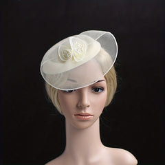 Beige Mesh Flower Fascinators Hat Derby Wedding Cocktail Tea Party