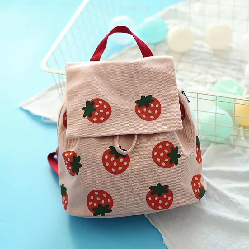 Strawberry Canvas Small Backpack Lightweight for Boys Girls