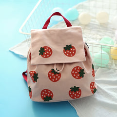Strawberry Canvas Small Backpack Lightweight for Boys Girls