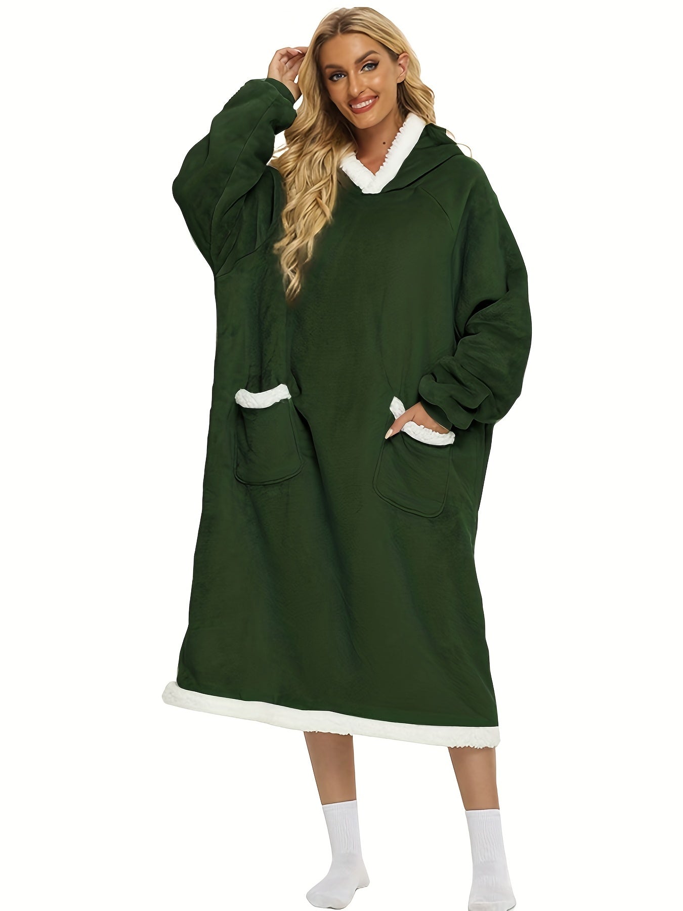 Plush Hooded Night Robe - Warm & Comfy Long Sleeve Robe