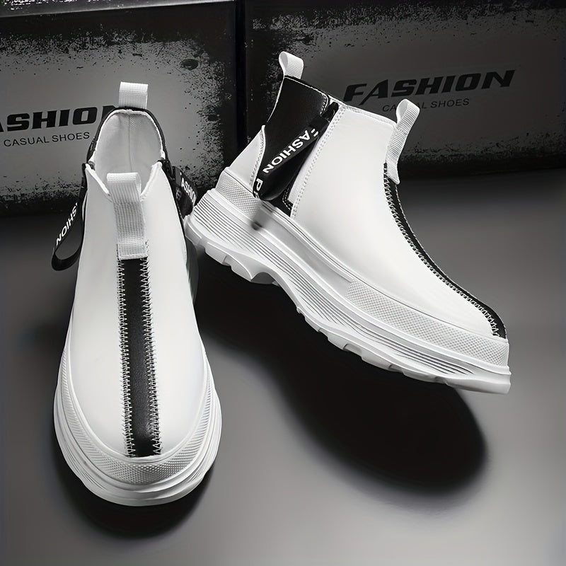 Men's Ankle Boots With Side Zipper Casual Walking Shoes