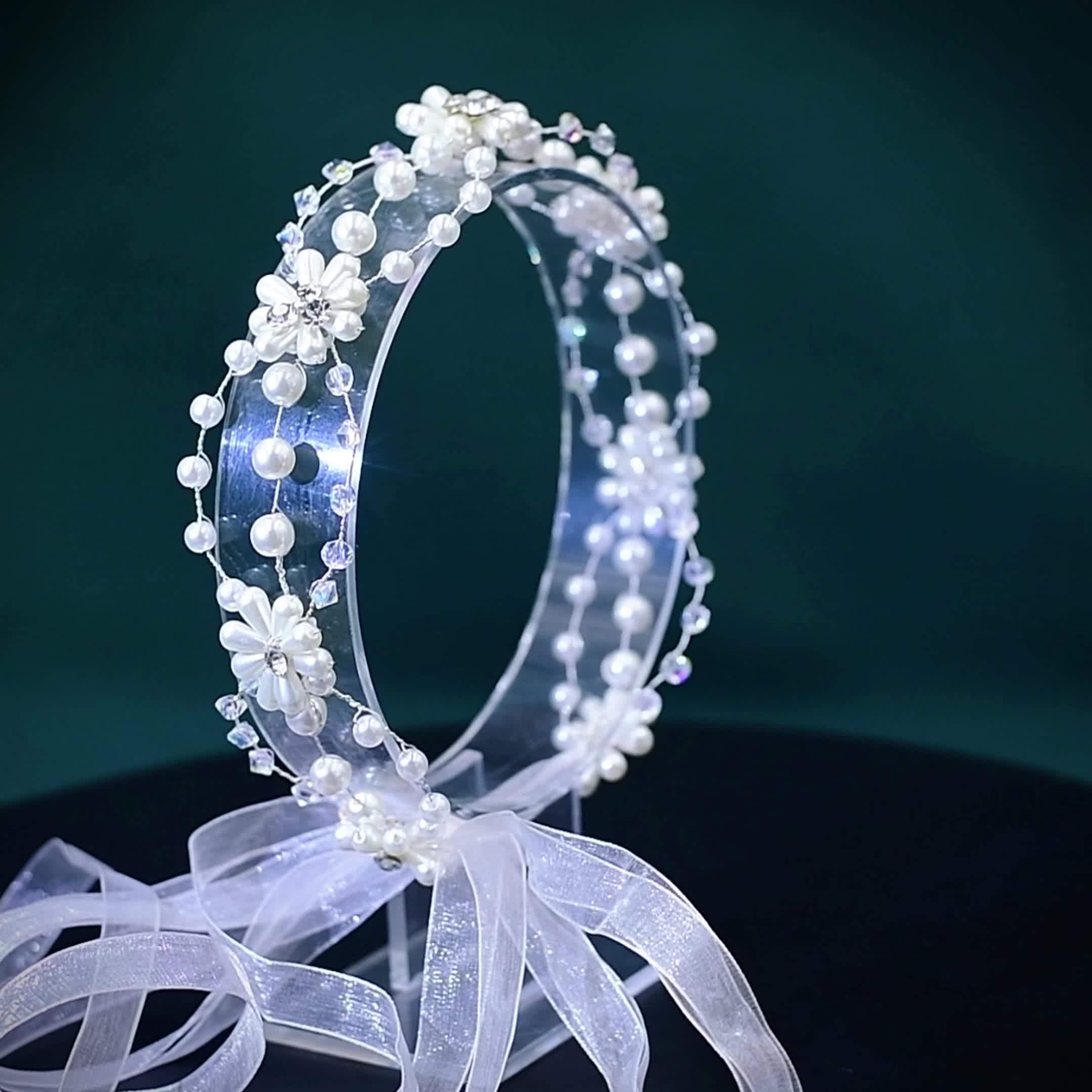 Floral & Cross Beaded Bridal Headpiece HP625