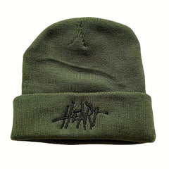 Gothic HEART Embroidery Beanie Unisex Hip Hop Warm Knitted Hat Elastic Skull Cap