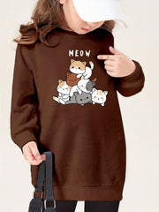 Girls' Cartoon Cats Graphic Crew Neck Sweatshirt Dress