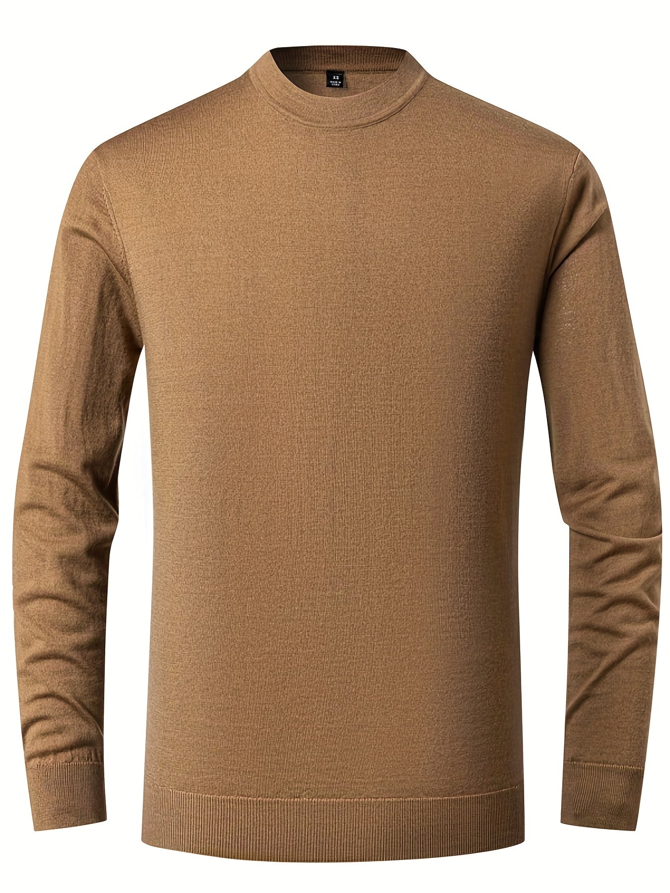 Casual Knitted Wool Sweater Men's Round Neck Pullover for Fall Winter