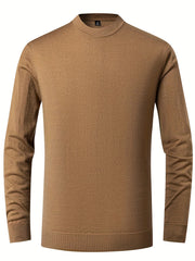 Casual Knitted Wool Sweater Men's Round Neck Pullover for Fall Winter