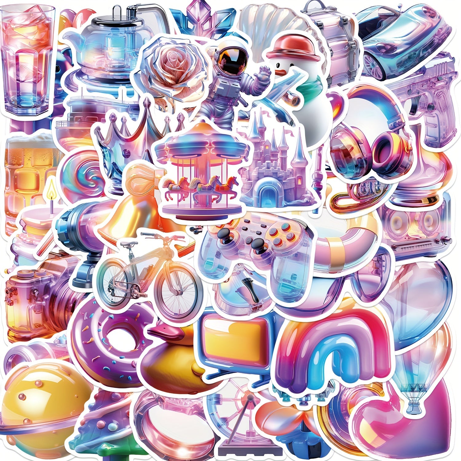 50pcs Cartoon Colorful Gift Series Graffiti Stickers Waterproof DIY Sticker Pack