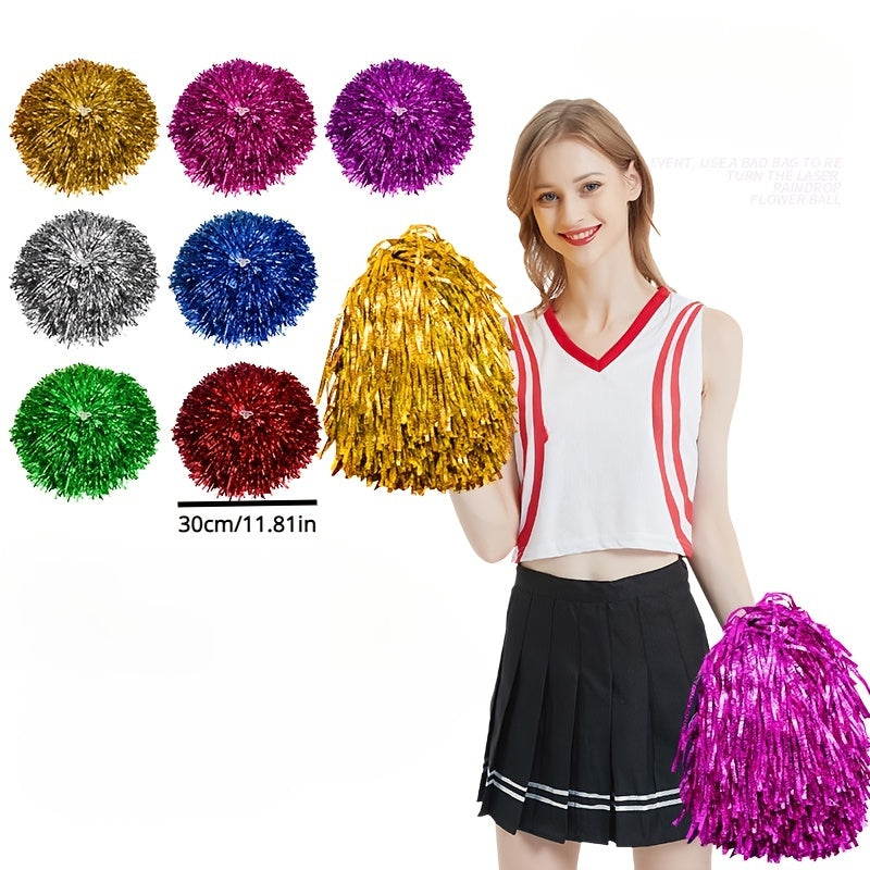 2pcs Cheerleading Pom Poms Durable Ring High Intensity Sports Competition