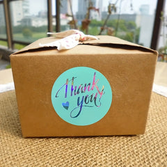 500pcs Thank You Stickers Rainbow Silvery Gilding Art Stickers