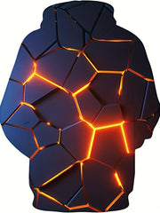 Geometric Print Hoodie For Men with Kangaroo Pocket