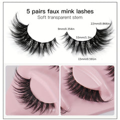 5 Pairs Fox Eye Lashes Winged End Cat Eye Lashes for Party Makeup