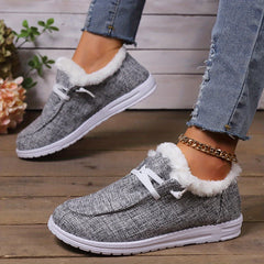 Plush Fur Fleece Lined Flat Skate Shoes
