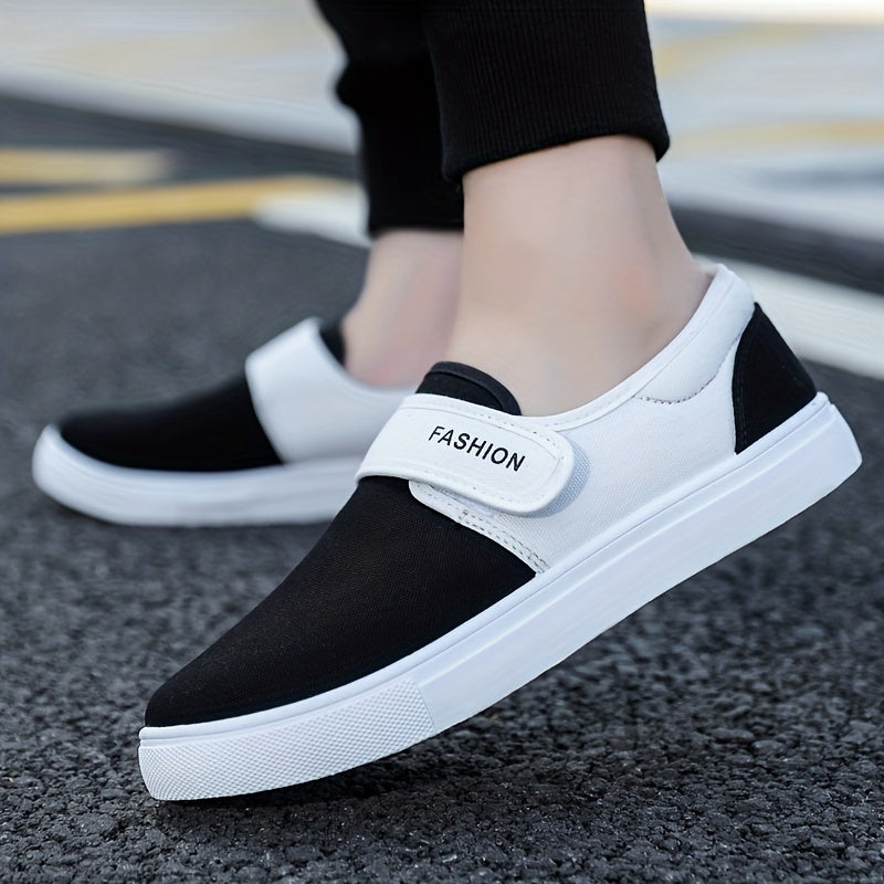 Men's Hook And Loop Canvas Skate Shoes Breathable Sneakers