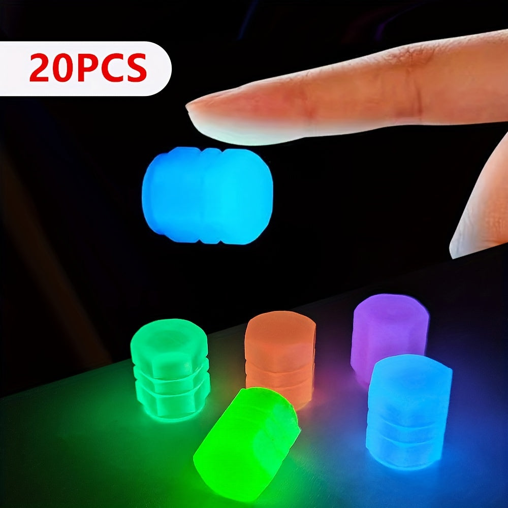 20pcs Fluorescent Night Glowing Valve Caps for Car Motorcycle Bicycle Tyre Hub