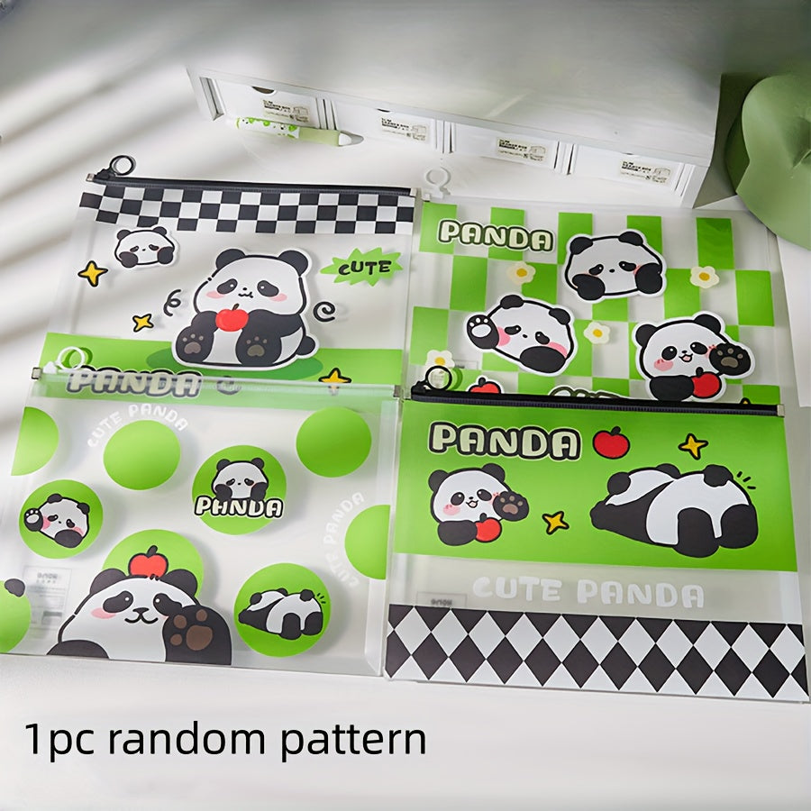 1pc Panda Style Office Document Bag A4 File Bag Large Capacity File Storage Bag