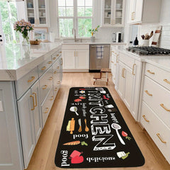 Kitchen Floor Mat Kitchenware And Food Pattern Rug Modern Kitchen Rug