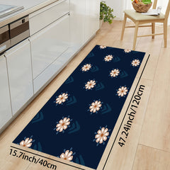 Minimalist Flowers Print Rug Decorative Mat Machine Washable