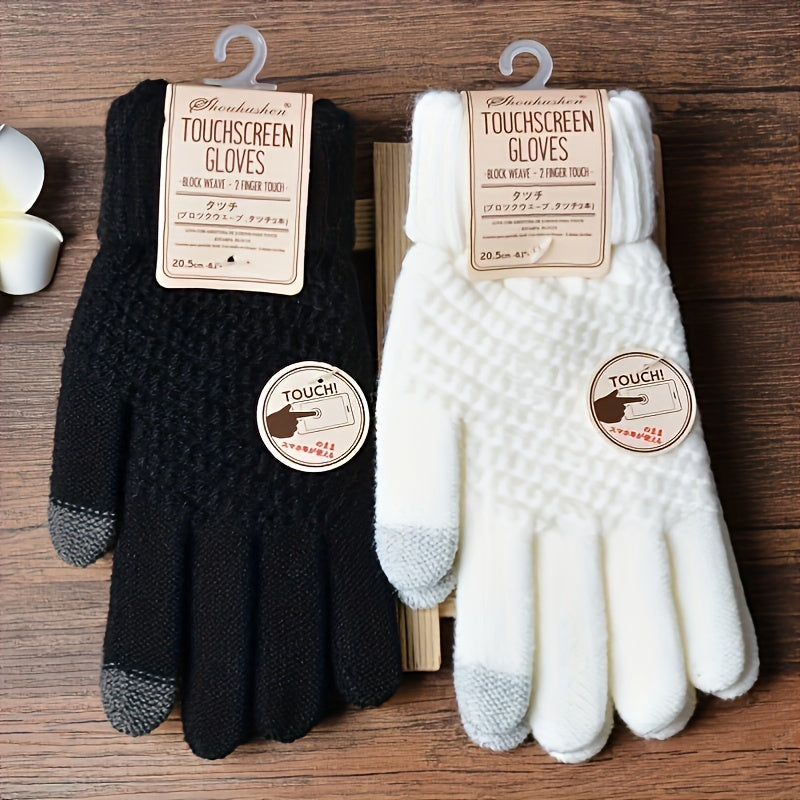Winter Warm Stretch Knit Gloves Men Women Touch Screen Wool Mittens