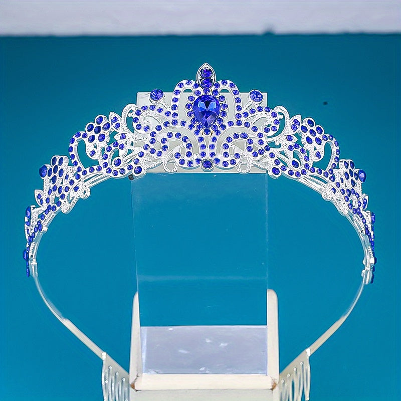 Rhinestone Crown Headband Crystal Hair Band With Comb