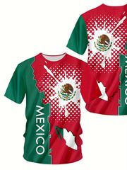 MEXICO Eagle Pattern Men's Block Short Sleeve Sports T shirt