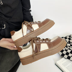 Women's Colorblock Lace-Up Platform Oxfords