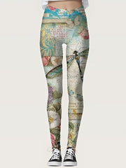 High Waist Stretchy Leggings Allover Print Skinny Leggings