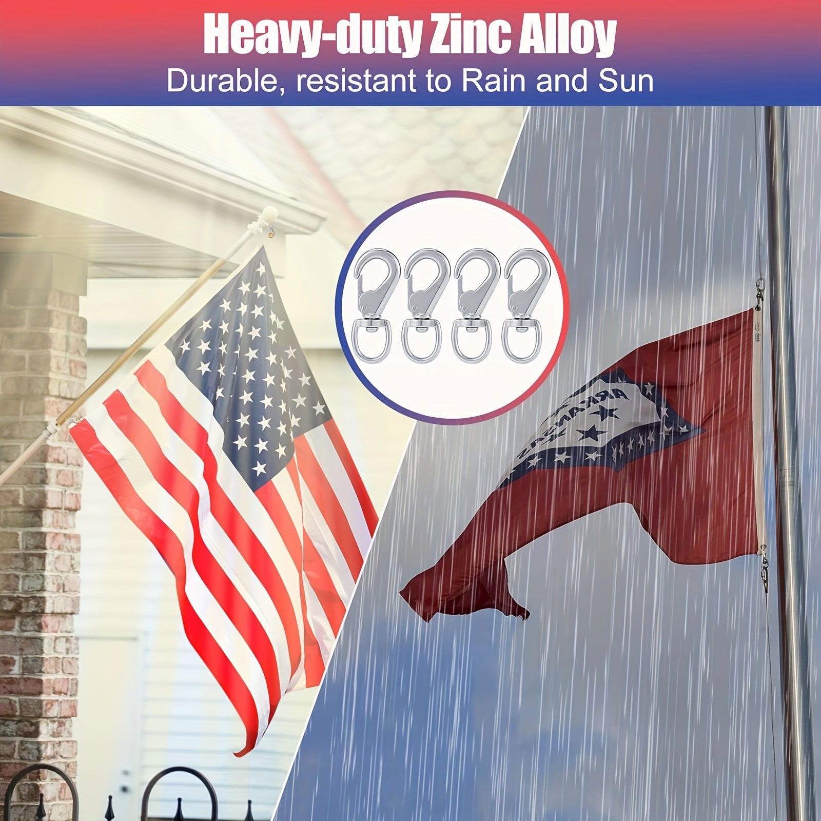 8pcs Heavy Duty Zinc Alloy Swivel Snaps Flag Snap Clips Stainless Steel Hooks