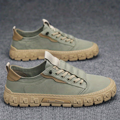 Men's Canvas Sneakers Low Top Lace-up Shoes Casual Walking Comfortable