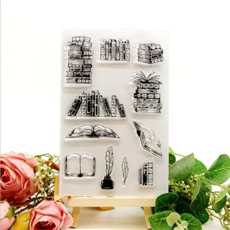 Clear Stamp for Crafting, Transparent Book Theme Design