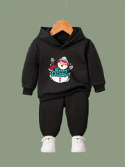 Baby Snowman Print 2pcs Outfit Girls Hoodies Jogger Pants Set