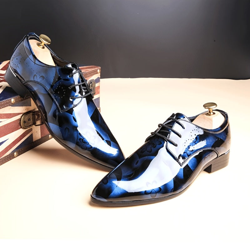 Men Pointed Toe Oxford Shoes Lace Up Dress Shoes For Wedding