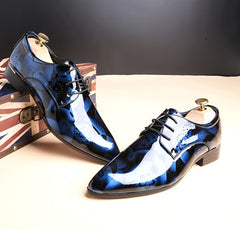 Men Pointed Toe Oxford Shoes Lace Up Dress Shoes For Wedding