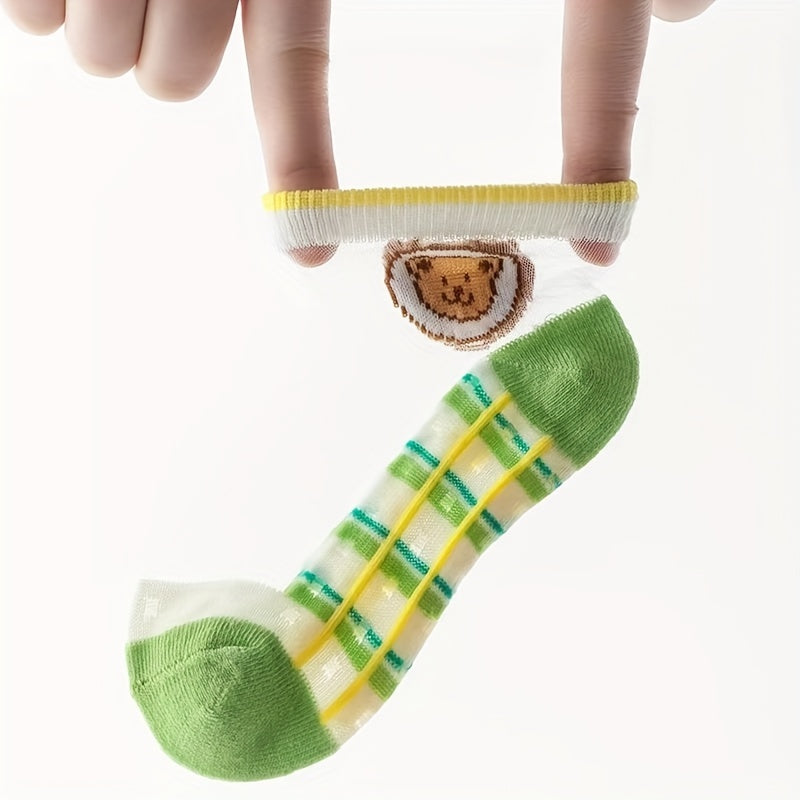 Girls Bear Casual Ankle Socks Mesh Breathable Comfortable Princess Socks