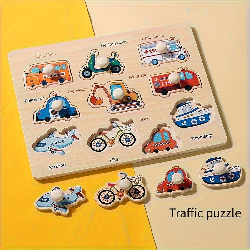 Wooden Shape Sorting Puzzle Board Animal & Object Matching Game