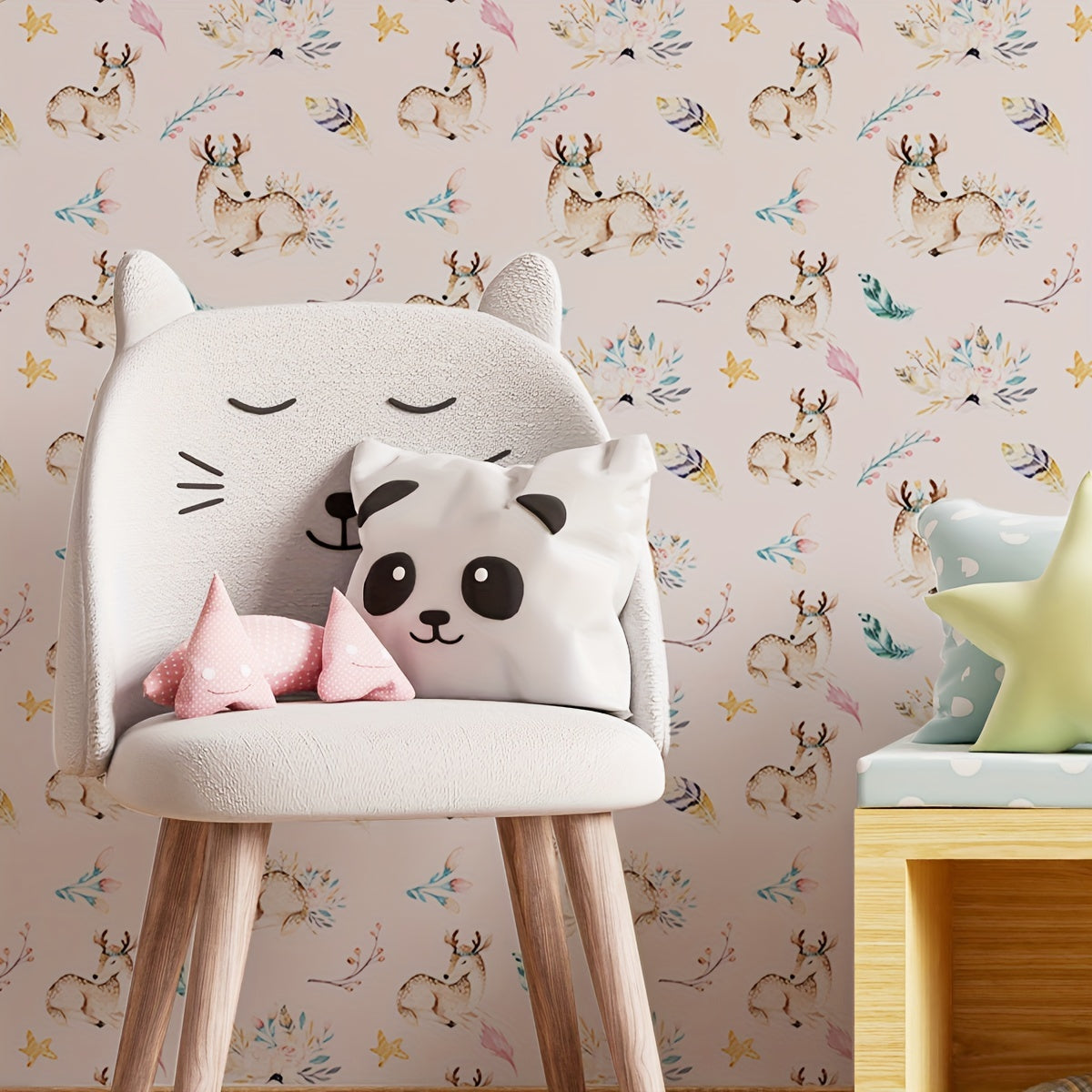 7pcs Animal Print Deer Child Pattern Cartoon Stair Stickers Drawer Stickers