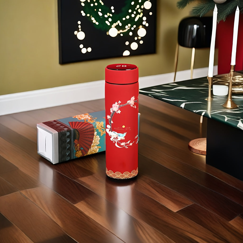 Chinese Style Digital Temp Display Water Cup 304 Stainless Insulated Bottle