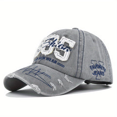1985 Embroidery Ripped Baseball Cap Washed Distressed Patch Adjustable Dad Hat